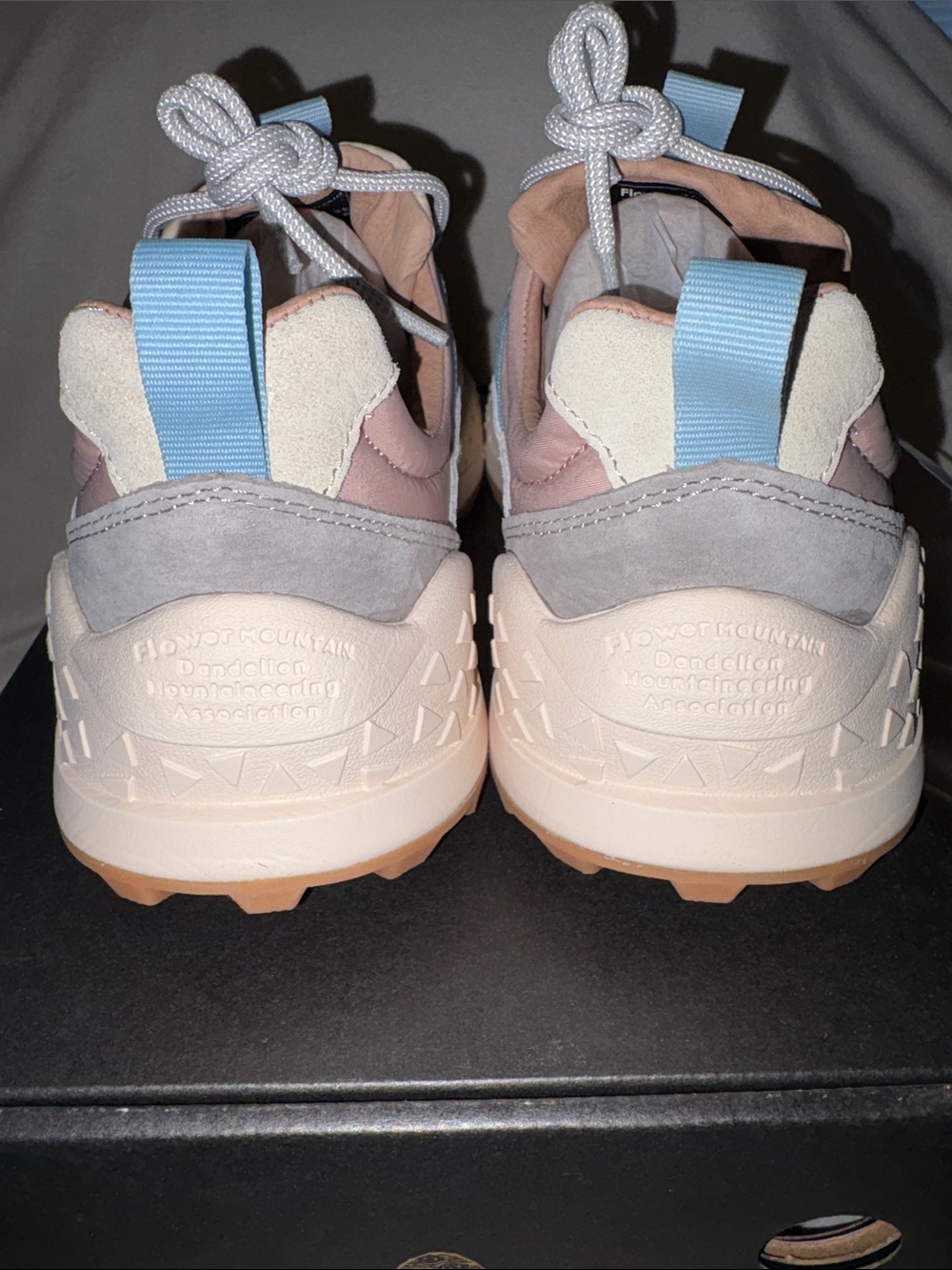 NWT Flower Mountain WASHI WOMAN Suede and technical fabric sneakers - Cream-Pink - Picture 10 of 14